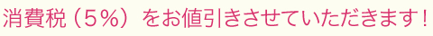 消費税（5%）をお値引きさせていただきます！